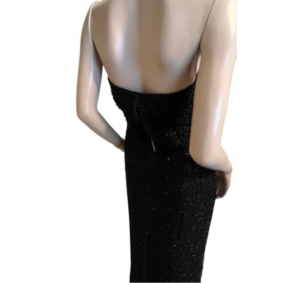 Vintage black strapless silk beaded gown size medium - Picture 3 of 16